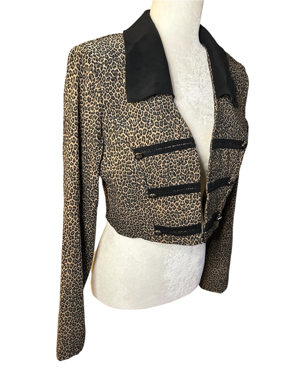 Vintage Leopard Print Cropped Jacket | 90s Style | Small